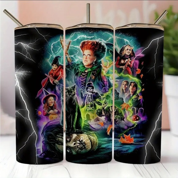 Hocus Pocus 20 ounce Stainless Steel Tumbler With Straw, NWT - Picture 5 of 6